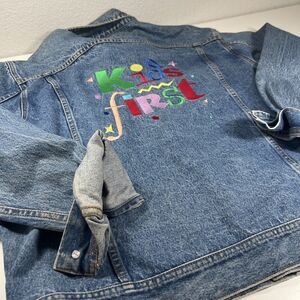 Vintage Lee Denim True Cowboy Jacket Chain Stitch Kids First Embroidered L